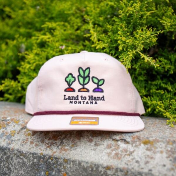veggie hat land to hand mt logo